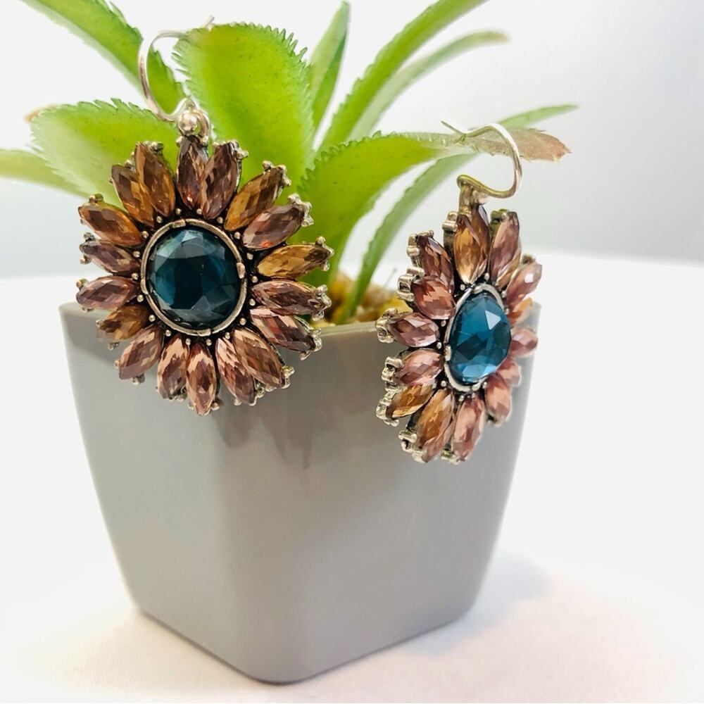 Sunflower Burst Cut Glass Earrings - Picture 16 of 16